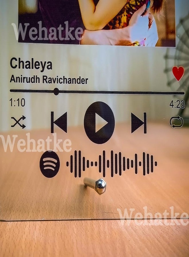 WEHATKE Customized Spotify With Photo & Scannable Link With Musical Plaque With Stainless Steel Stand for Birthday Anniversary & Couples| Best Personalized Spotify Photo Frame for Gift - Image 3